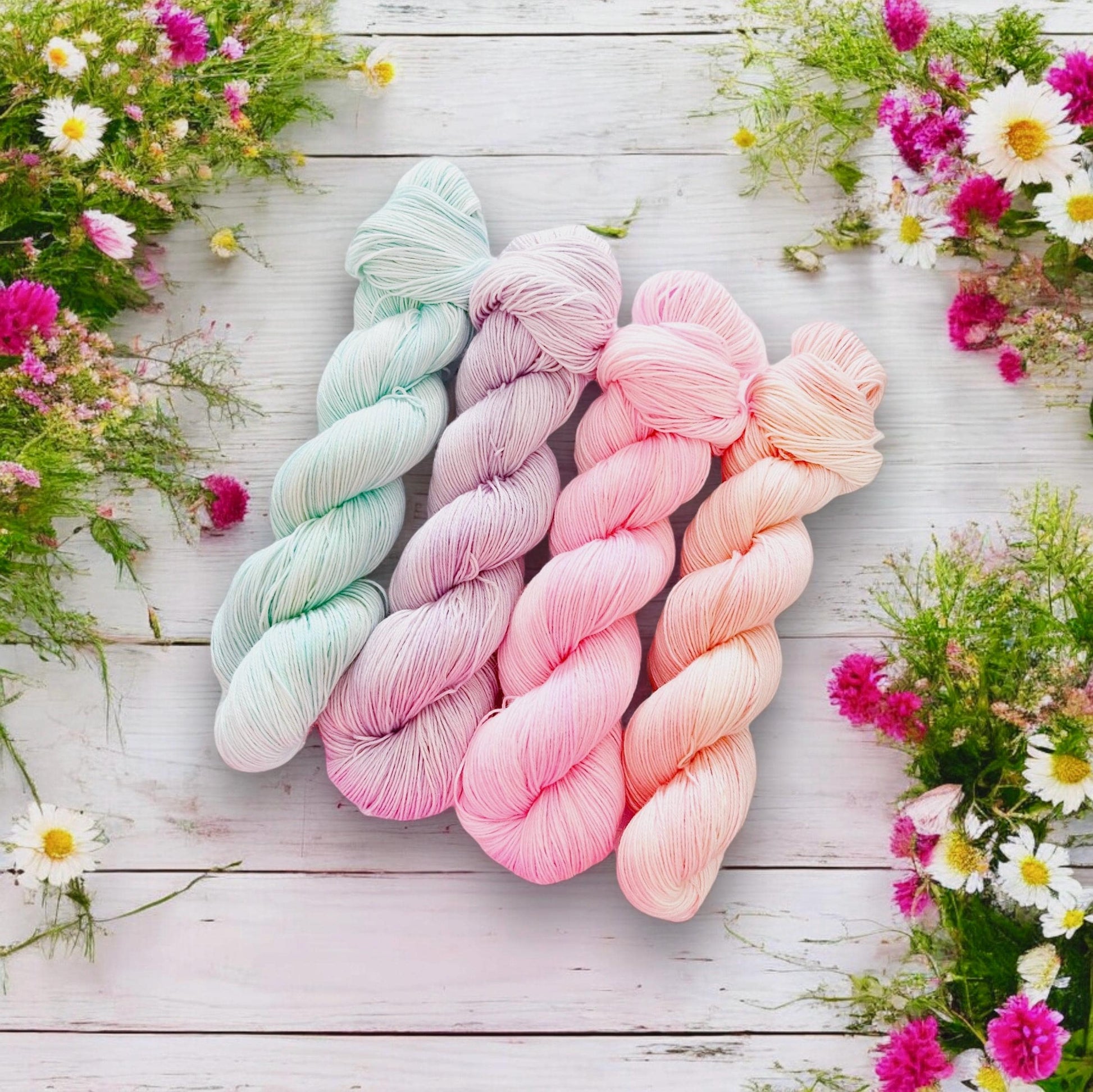 Fairy Garden Semi Solids Set 2 Hand Dyed Yarn, Merino Yarn, Knitting Yarn, Crochet Yarn, Yarn, 4ply/sock/fingering,