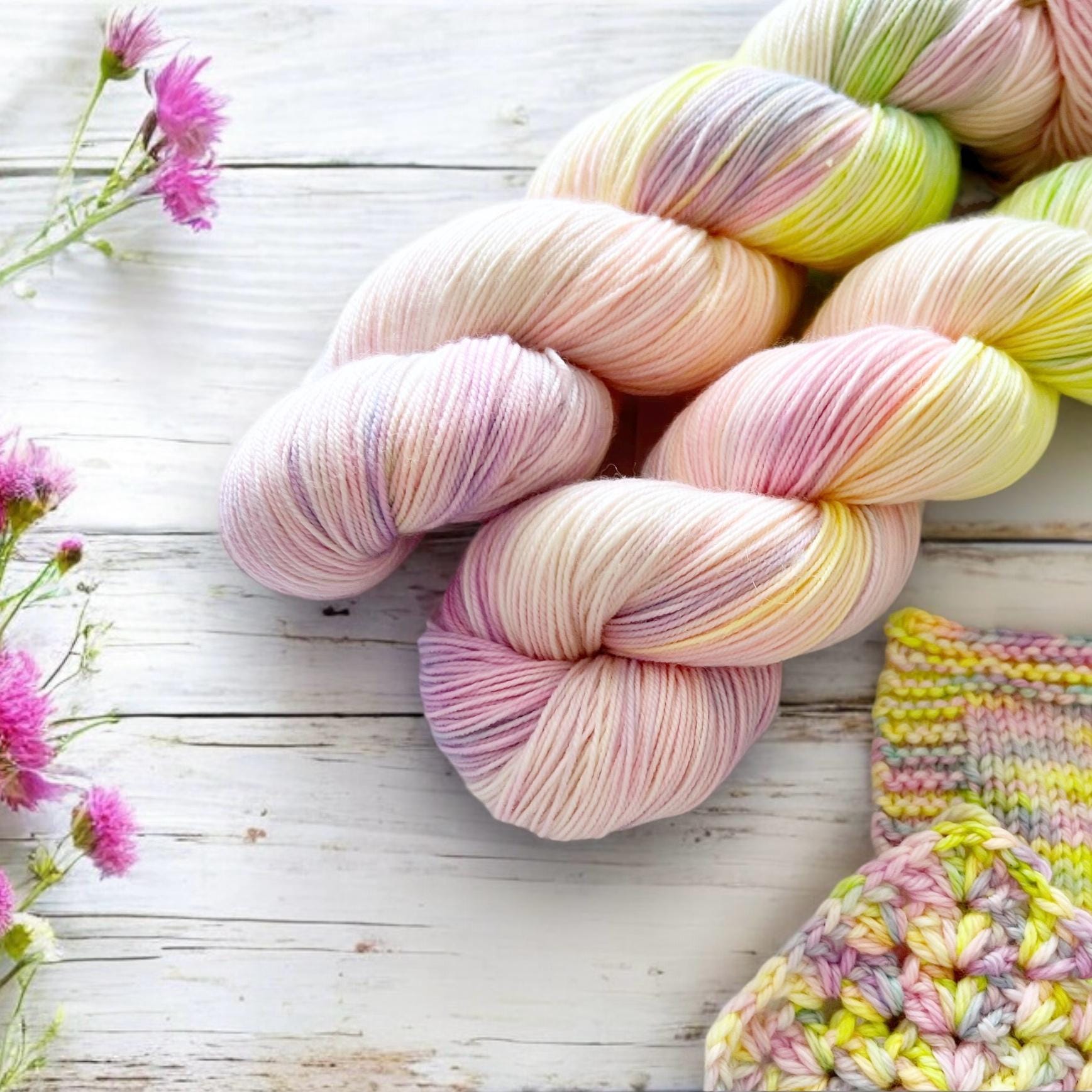 Fairies in Tea Dresses Hand Dyed Yarn, Merino Yarn, Knitting Yarn, Crochet Yarn, Unicorn Yarn, 4ply/sock/fingering, DK, aran, Chunky